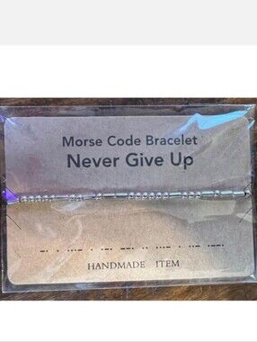 Morse Code Bracelet "Never Give Up" - Silver Bead Bracelet